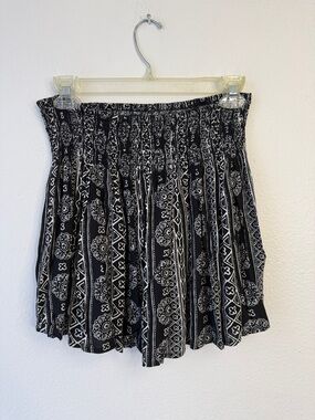 Black & White Bandana Print Smocked Mini Skirt